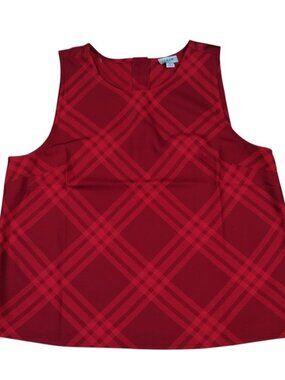 J.Crew Womens Red Plaid Sleeveless Blouse Size M Lightweight Top.